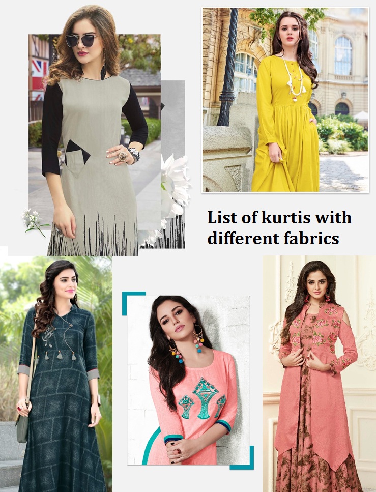 list of kurtis with different fabrics